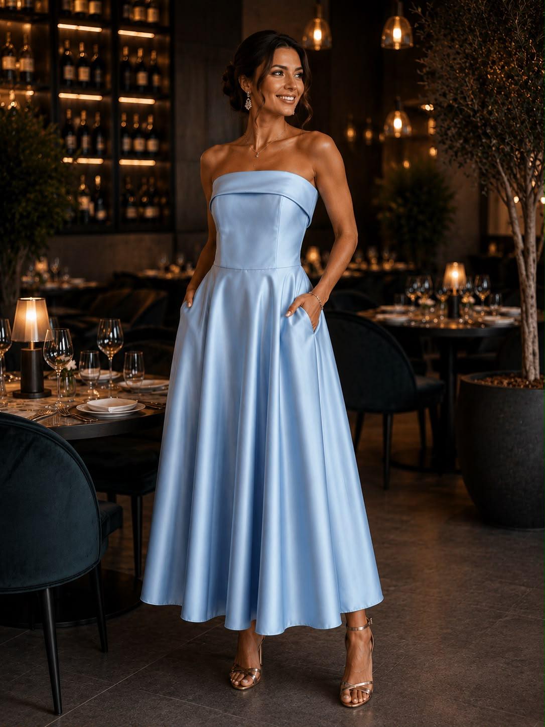 Rochie elegantă din tafta Baby Blue