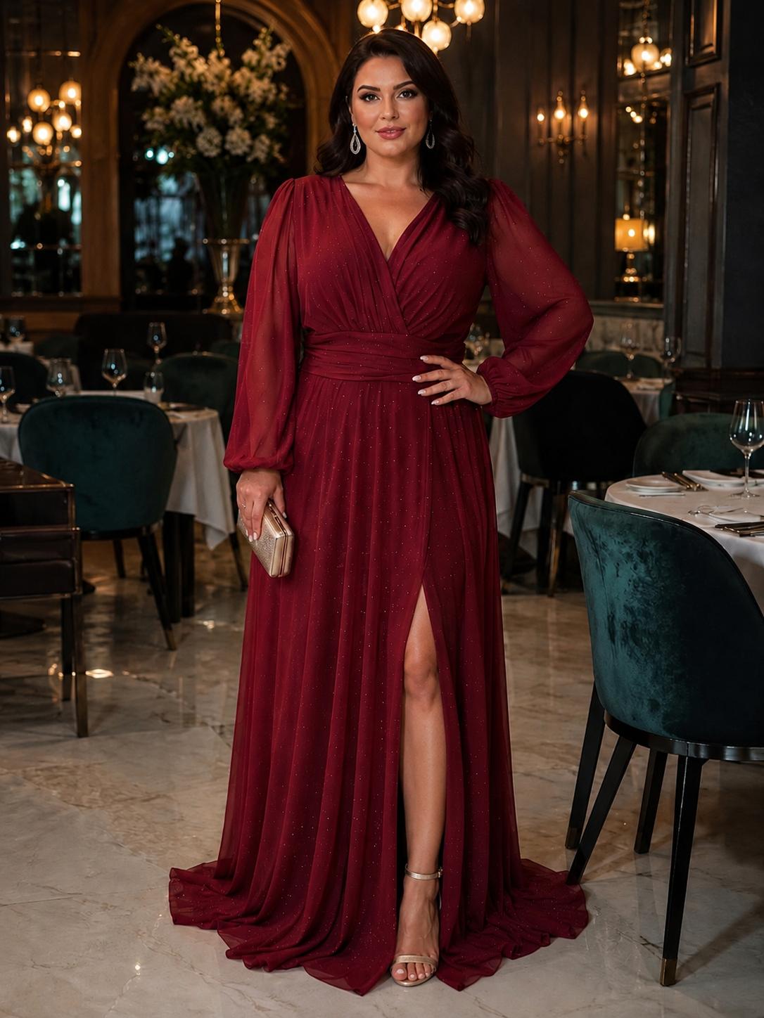 Rochie elegantă bordo cu aplicații strălucitoare ✨