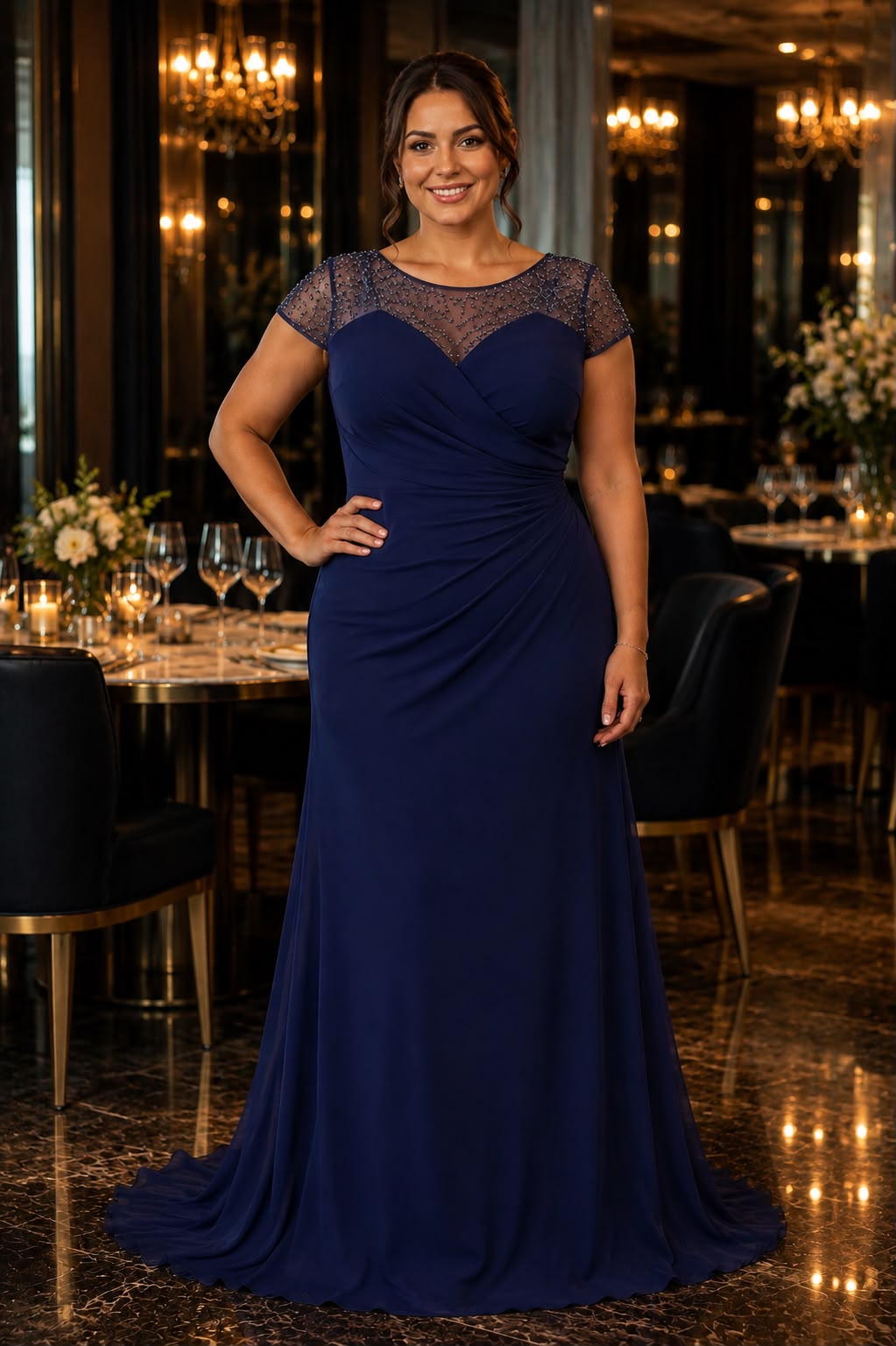 Rochie elegantă din voal cu aplicații strălucitoare