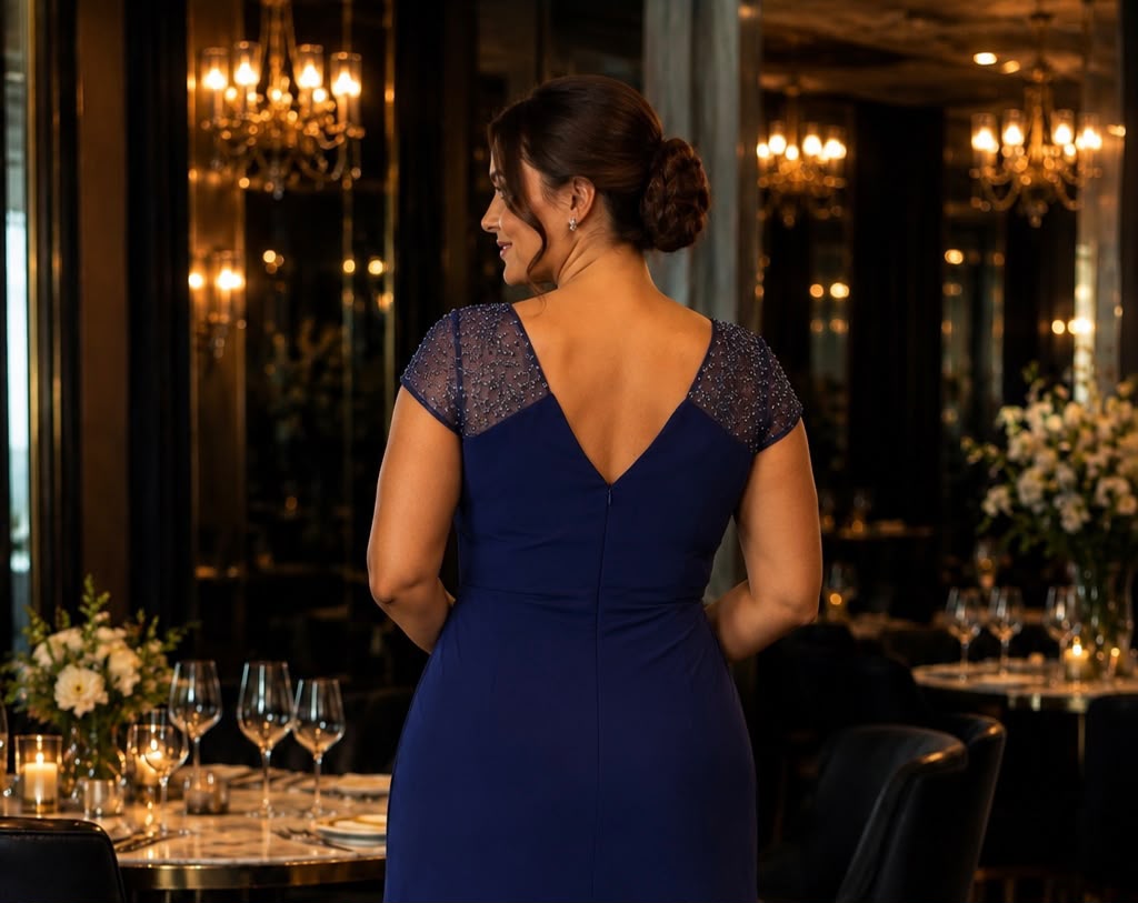 Rochie elegantă din voal cu aplicații strălucitoare