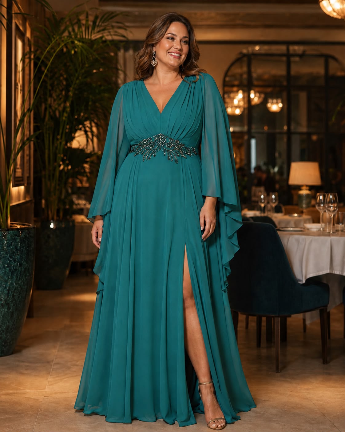 ✨ Rochie lungă elegantă din voal  culoarea verde ✨