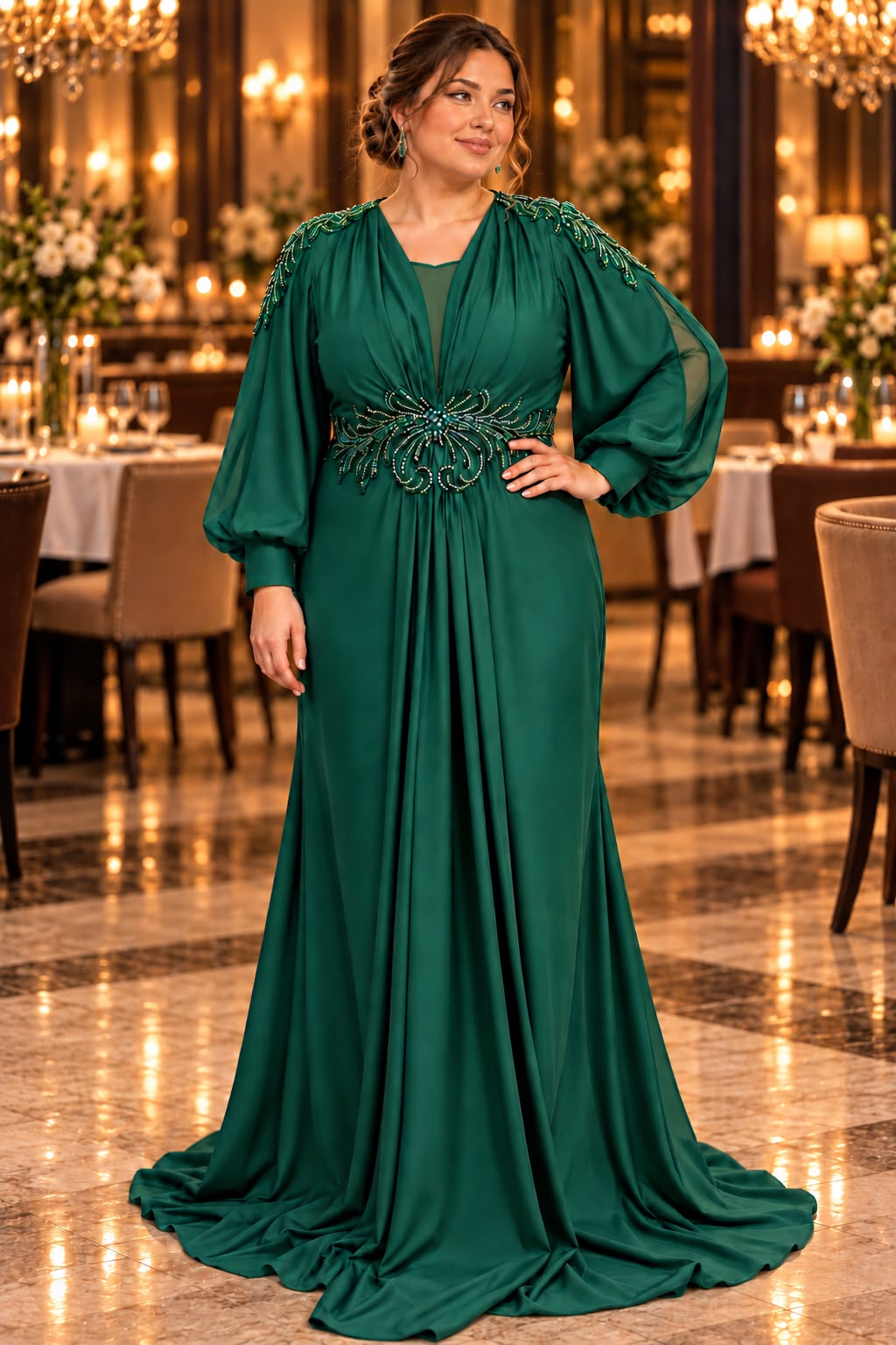 Rochie de seară lungă – verde smarald