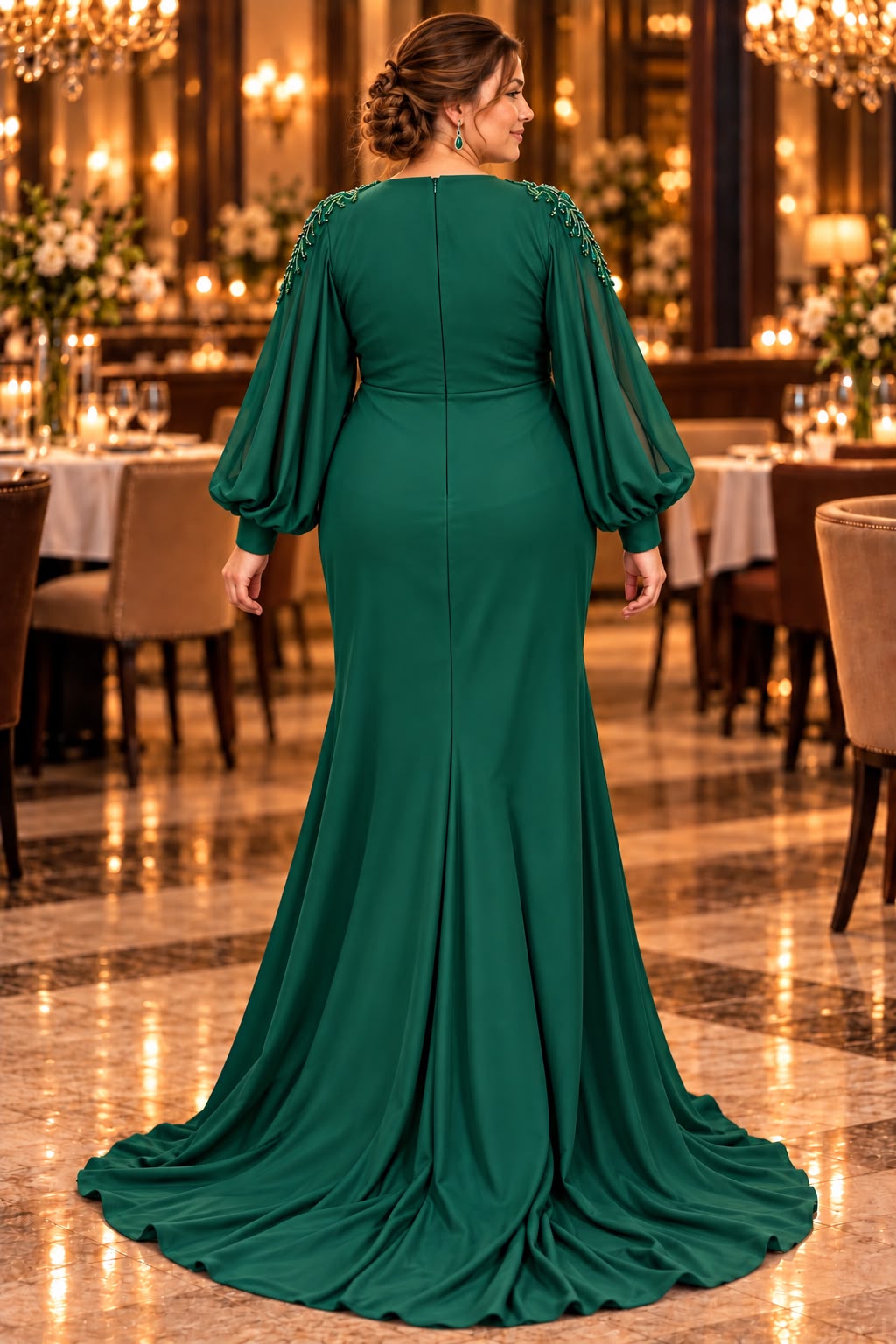 Rochie de seară lungă – verde smarald