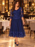 ✨ Rochie midi bleumarin cu dantelă – eleganță la fiecare pas ✨